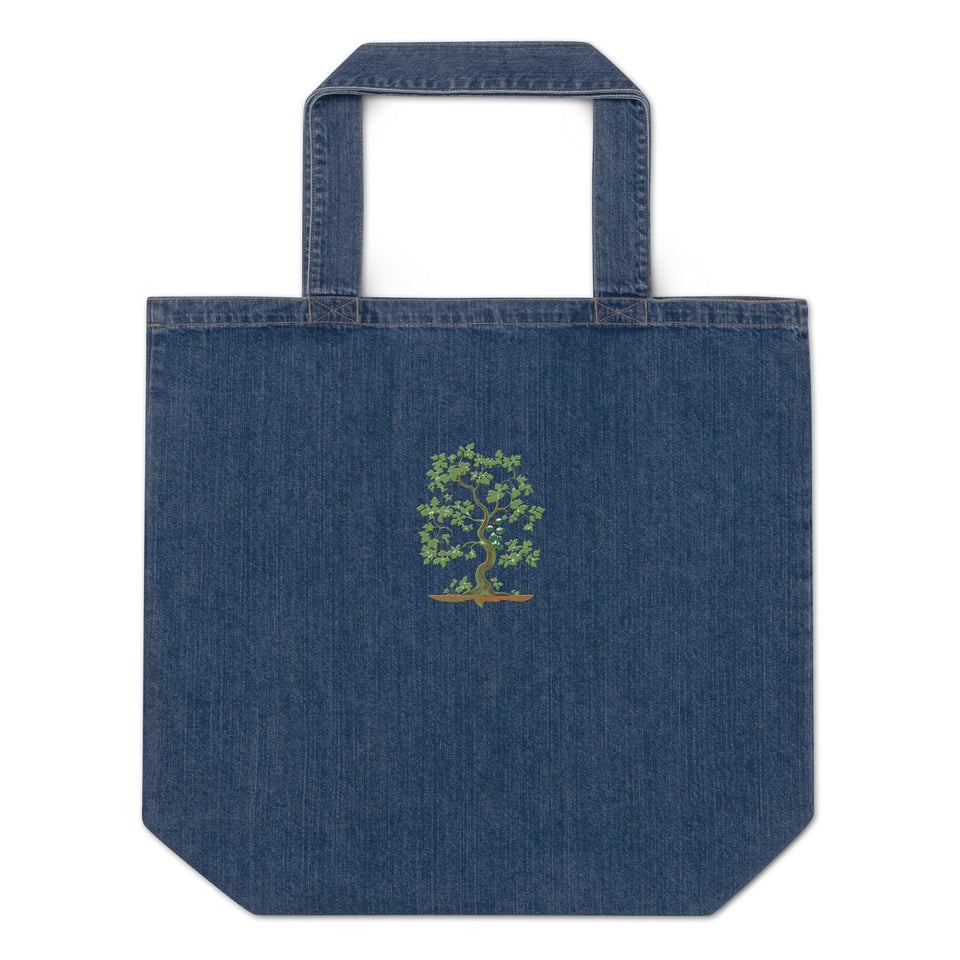 The Last Grapevine Embroidered Organic denim tote bag