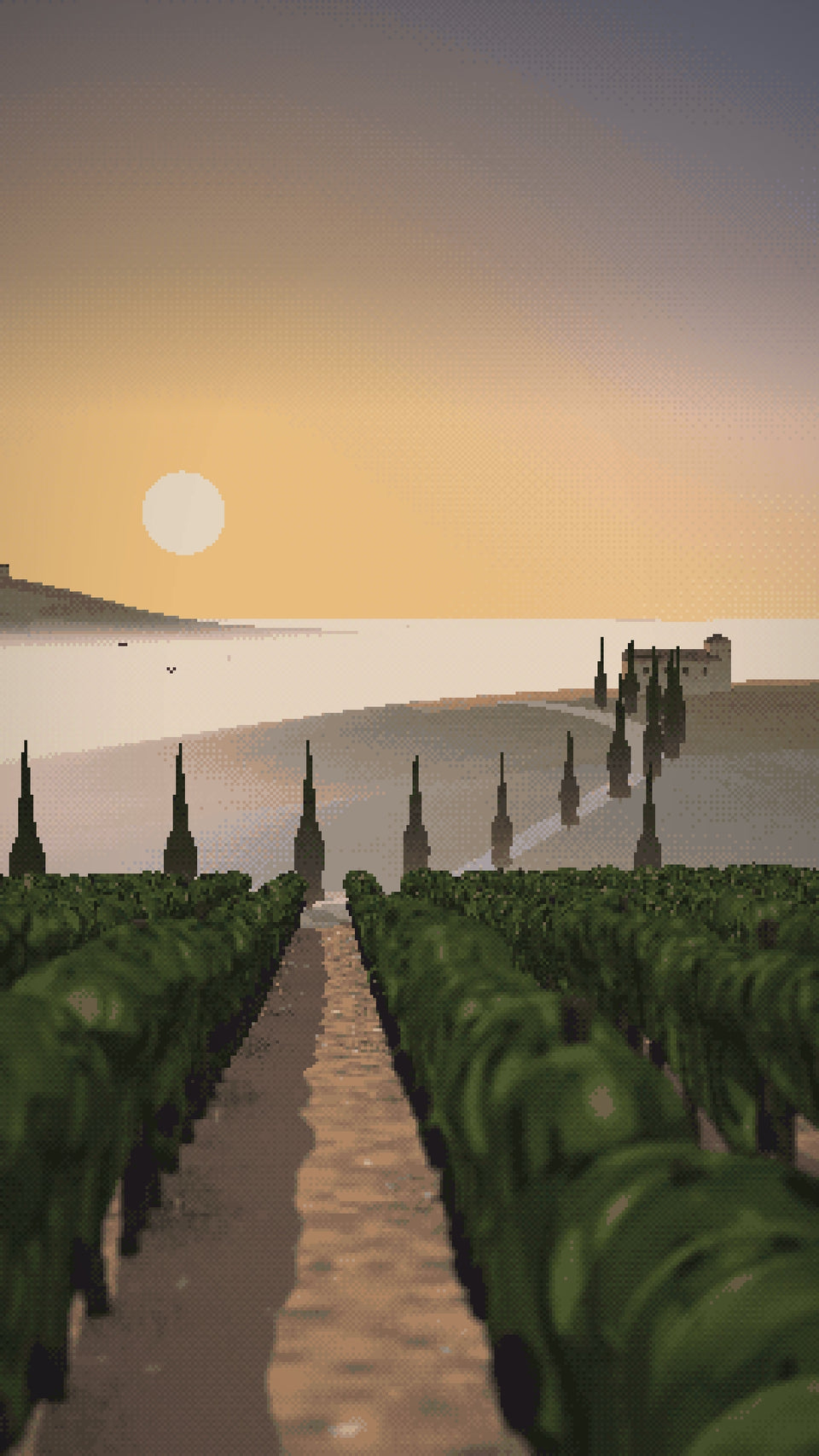 Video: Tuscan hills at sunrise, mist in the valleys and cypresses along a white road